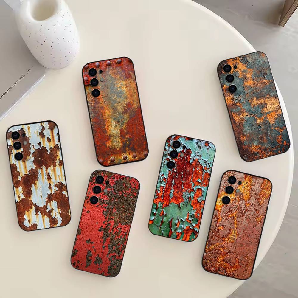Ретро Ржавый D-Дизайн Чехол для Телефона Для Samsung S25,S24,S21,S22,S23,S30,Ultra,S20,Plus,Fe,Note,10,9,5G Черная Крышка