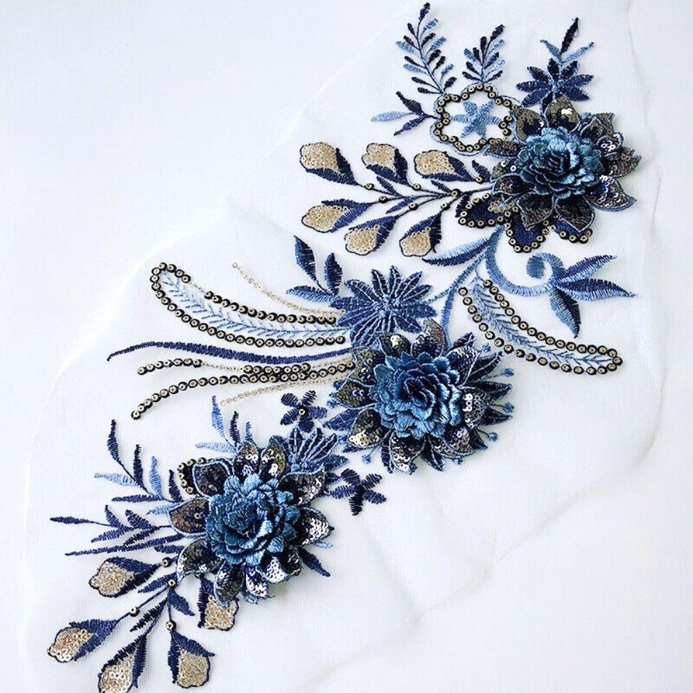 Sew Mesh Embroidery Flower Lace Patch Polyester Embroidered Fabric Stickers Clothing