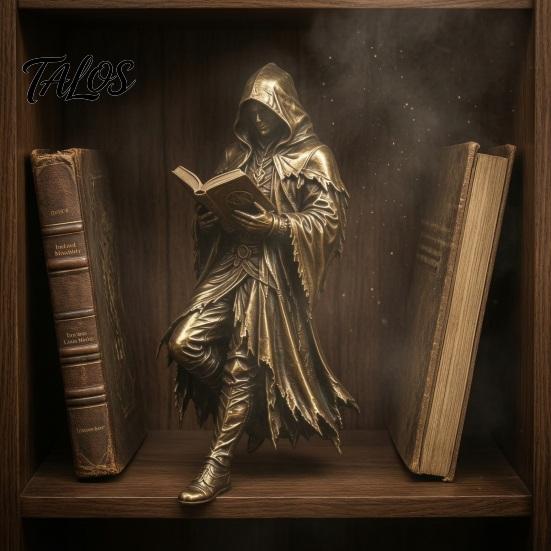 Таинственный Жнец в Капюшоне Готический Жнец Читает Книгу Статуэтка из Смолы, Мистический Череп Волшебника Фигурка Хэллоуин Акцент для Интерьера Настольный Декор для Книжной Полки,