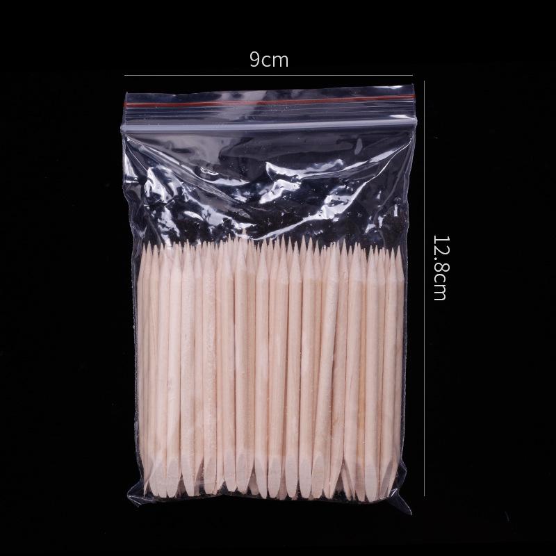 Orange Wood Nail Art Sticks: 100 Double-Ended Wooden Cuticle Pushers (7.5cm)