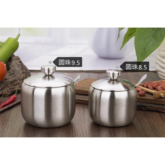 Stainless Steel Seasoning Flavor Can Sugar Box Salt Pepper Pot Kitchen Tool BBQ Condiment Cruet Storage Spice Jar Bottle Spoon
