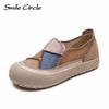 Женская повседневная обувь из натуральной кожи с круглым носком, кроссовки без застежек, модные удобные туфли на плоской подошве