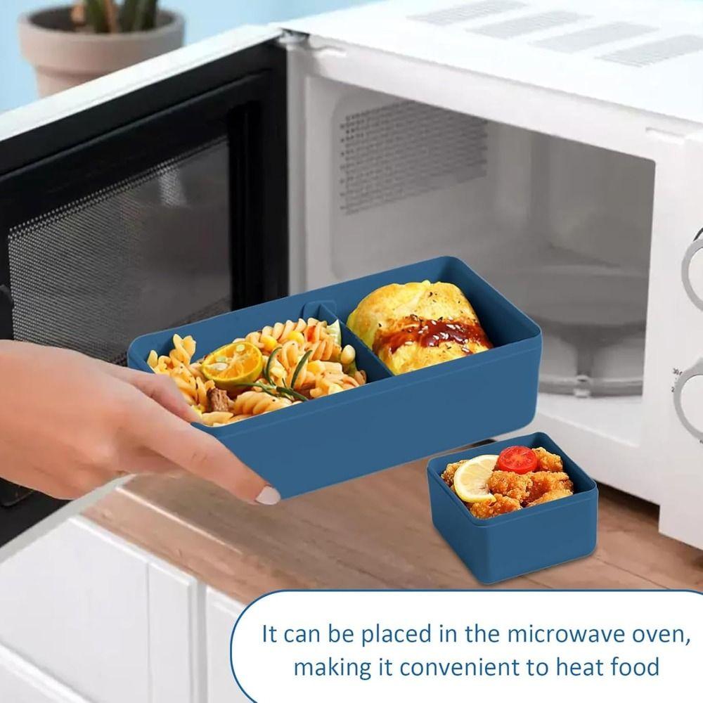 Double Layer Lunch Box With Fork and Spoon Food Storage Container New Dinnerware Set  For Kids