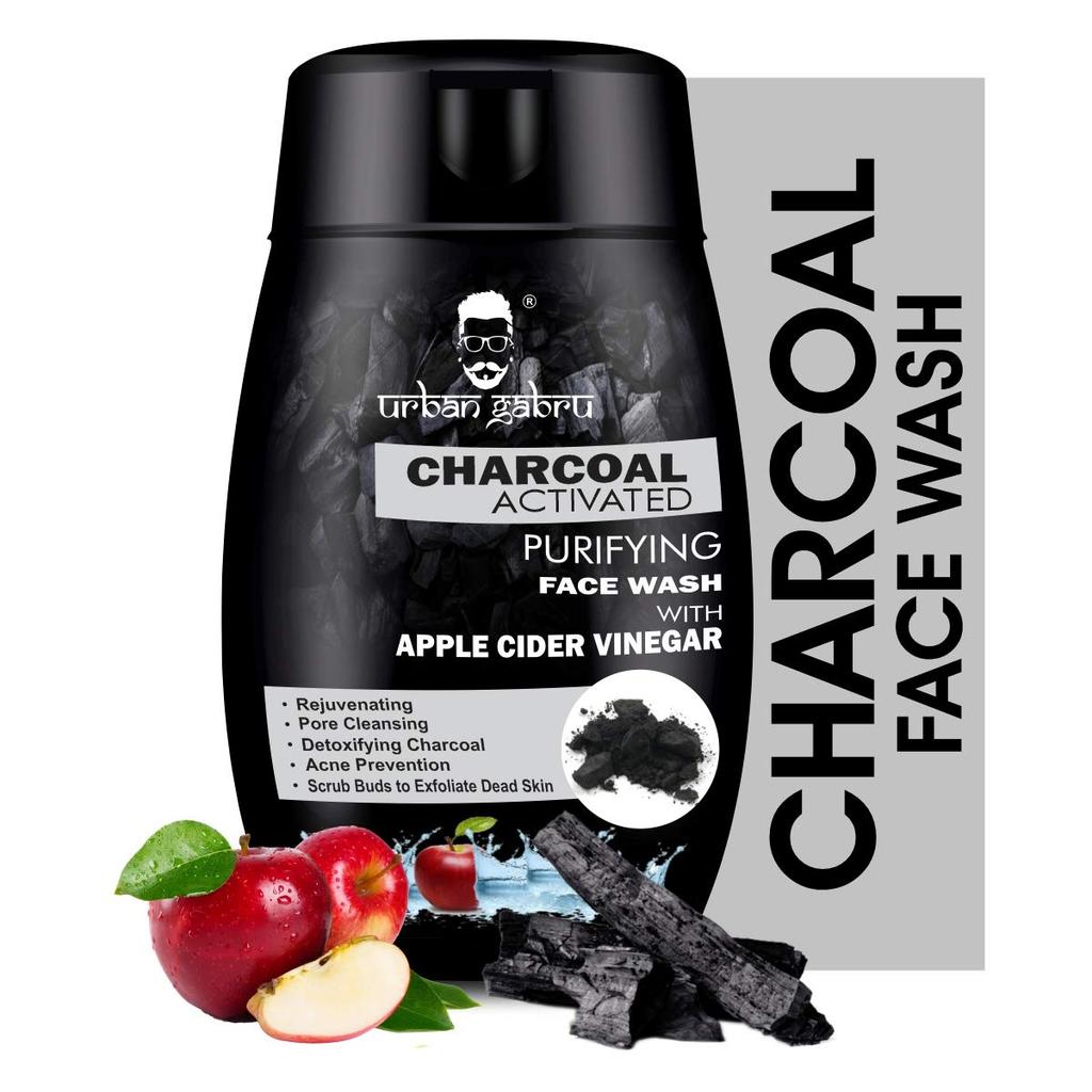 UrbanGabru Activated Charcoal Face Wash for Men | Facial Scrub Charcoal Face Wash with Apple Cider Vinegar for Pimple, Acne Control - 120 G