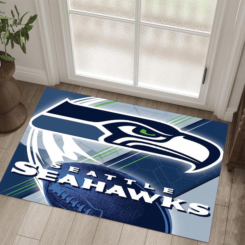 Seattle Seahawks Design Crystal Velvet Carpet Cozy Non?Slip Printed Rug For Bedroom Living Room Entrance