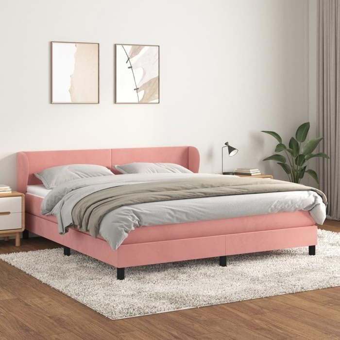 Maison Exclusive - Sommier à lattes de lit avec matelas Rose 160x200 cm Velours
