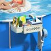 Poolside Storage Basket with Cup Holder Large Capacity Hollow Design Above-Ground Pool Toy Holder Versatile Storage Organizer