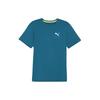 Solid Color Casual Sports Training Crew Neck Short Sleeve T-Shirt Men Tops Ocean-Blue 524989-21