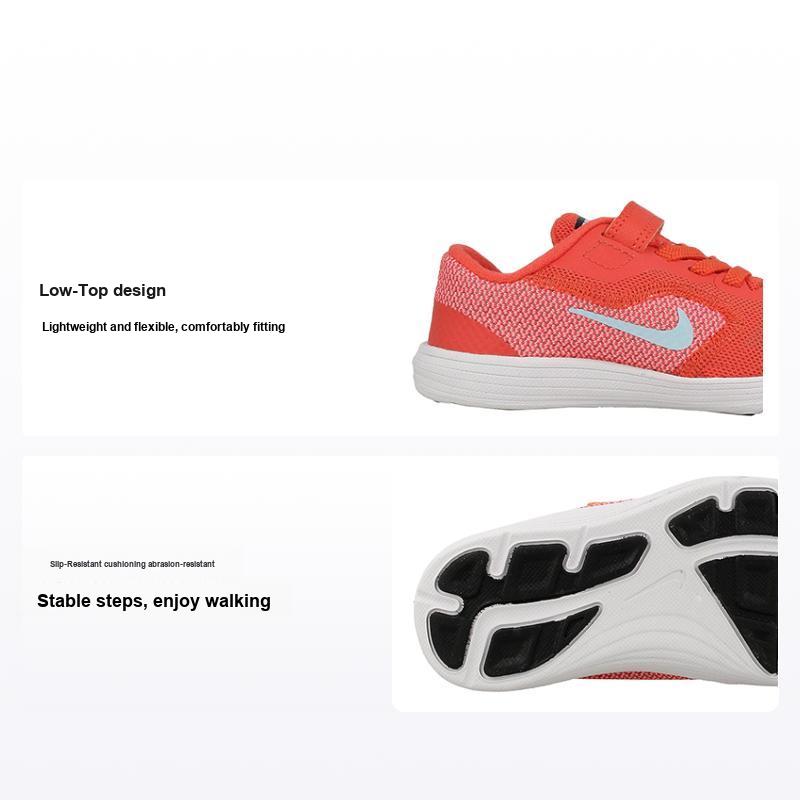 Nike Revolution 3 Нескользящие Амортизирующие Прочные Низкие Кроссовки для Ходьбы Детская Обувь Розовый Оранжевый 819418-802