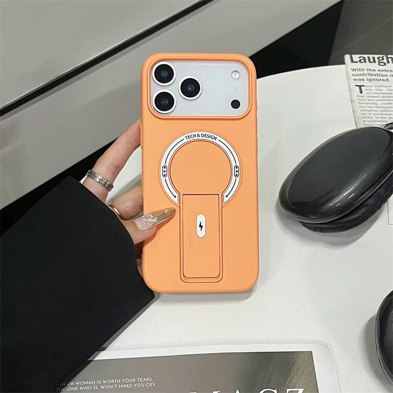 Роскошный складной чехол-подставка для Magsafe зарядки телефона для iPhone 17 Air 16E 15 14 13 12 11 Pro Max Plus Матовый чехол-бампер с подставкой Магнитный чехол