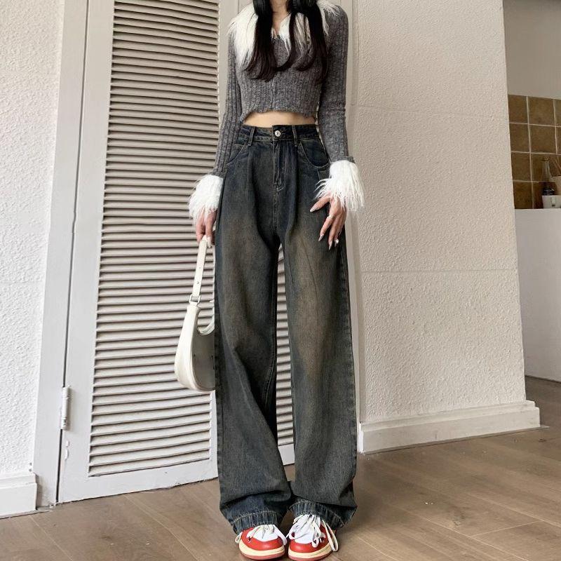 Винтажные женские джинсовые джинсы свободного кроя с высокой талией