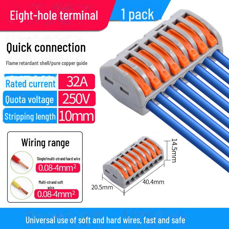 Быстроразъемный терминал PCT SPL-12345: 2-позиционный многофункциональный электрический соединитель для проводов 4 калибра, 2 входа, 2 выхода