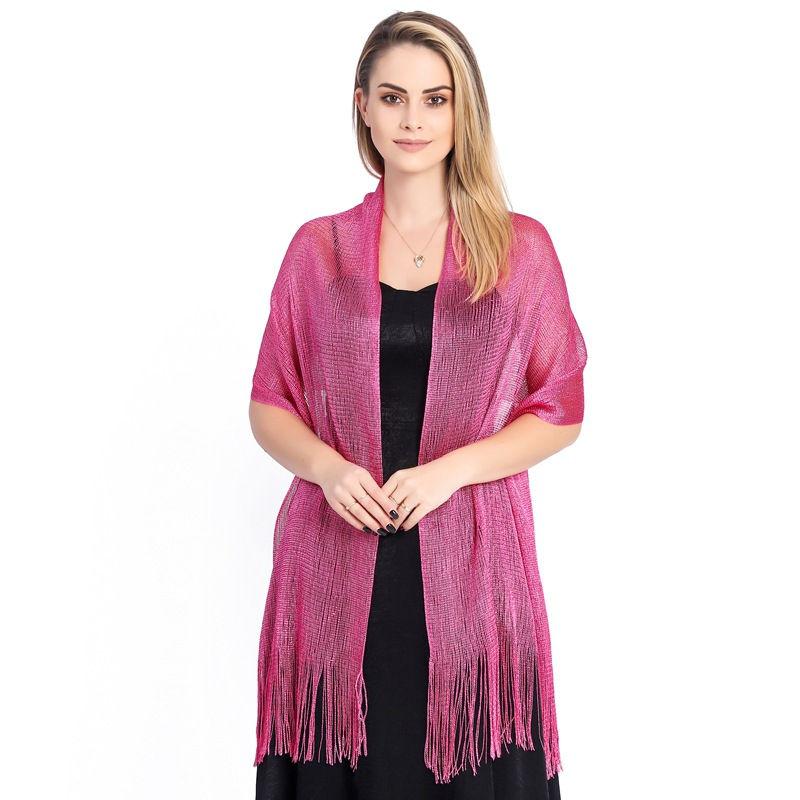 Gold and Women Fashion Wraps Evening Dress Shawl Shawl Flat Scarf Dance Silver Silk