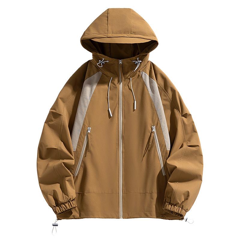 Куртка мужская осенняя свободная ветрозащитная водонепроницаемая куртка большого размера с увеличенным капюшоном для активного отдыха