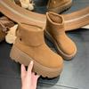 Корейская версия детских коротких ботинок 2025 осень-зима новая модная универсальная маленькая булочка на толстой подошве с увеличением роста короткая модная bo