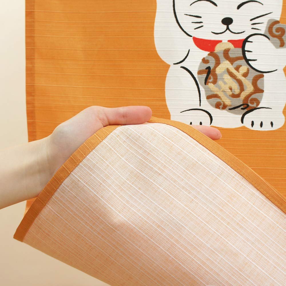 Noren Kobo Noren Japanese Width 85cm x Length Maneki Lucky Seven Lucky 10756 Curtain, Pattern, Cat, 150cm, Neko, Charm, Cats, Yellow,