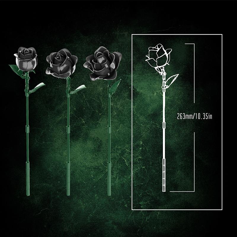 12 шт. Черная роза Конструктор Растение Букет Имитация Роз Цветы Готическая Декорация Детские DIY Игрушки Взрослые Романтические Подарки