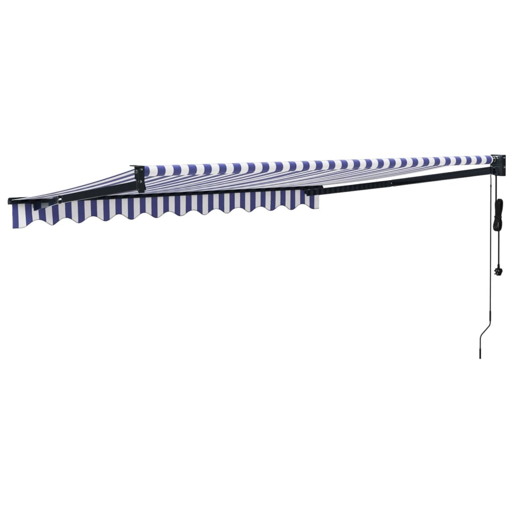 Electric Awning with Crank Blue and White 3x2.5 m