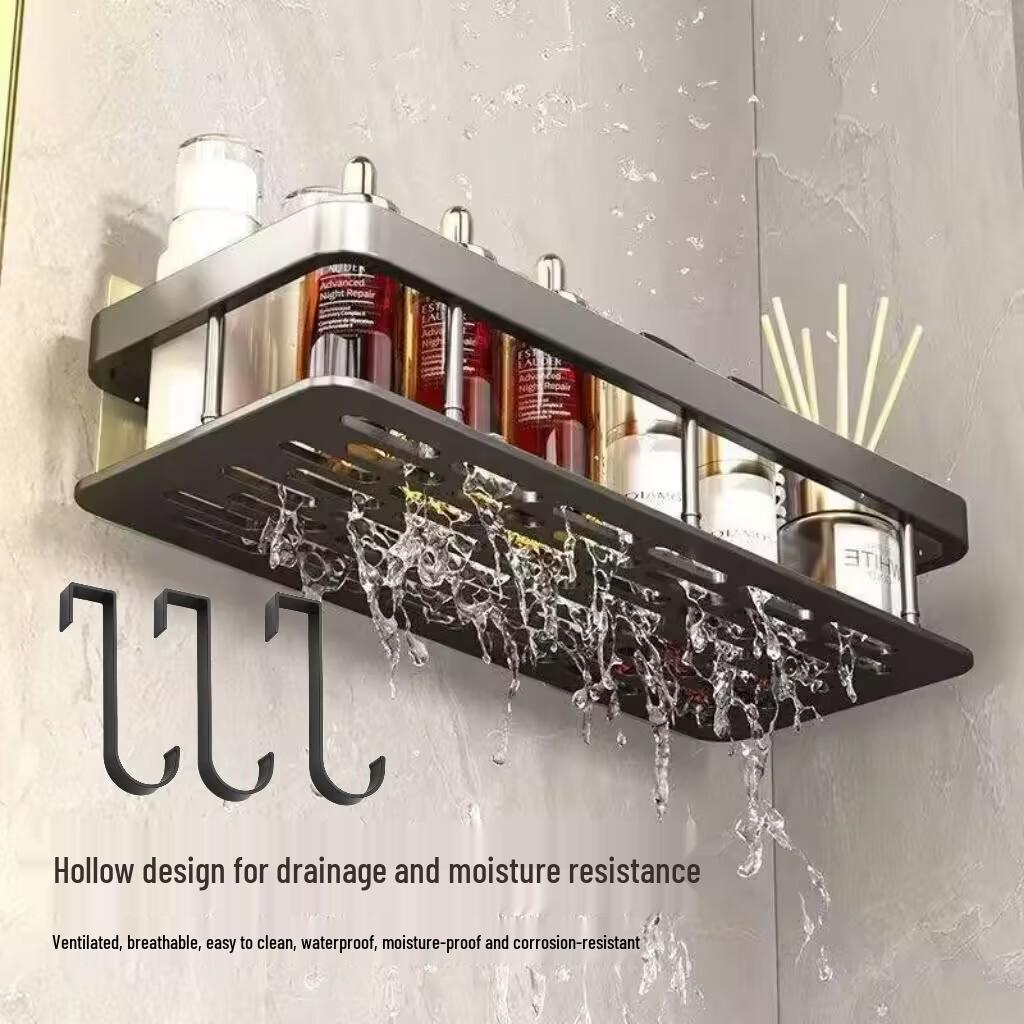 Черное Золото Самоклеящиеся Угловые и Прямоугольные Полки для Хранения Косметики для Ванной Комнаты