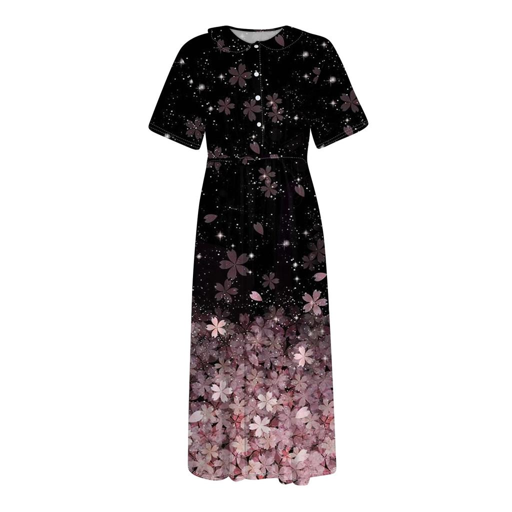 Женская мода повседневное платье с воротником с лацканами и короткими рукавами с принтом и ремнями