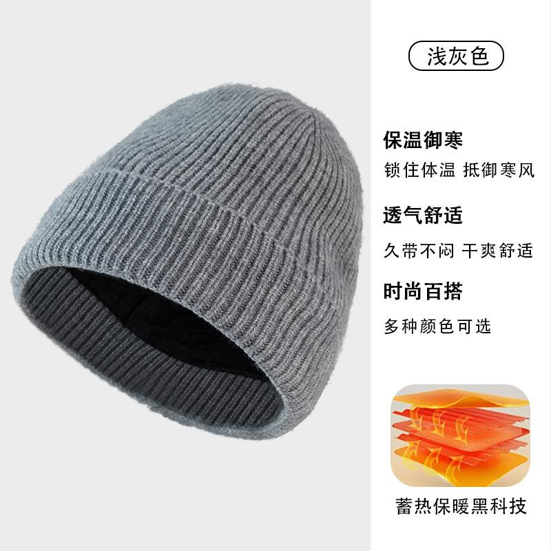 Зимняя шапка мужская ветрозащитная шерстяная шапка взрослая новая плюшевая теплая универсальная уличная вязаная шапка