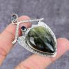 Natural Labradorite, Blue Topaz Gemstone 925 Sterling Silver Pendant 2.25" e7Q52