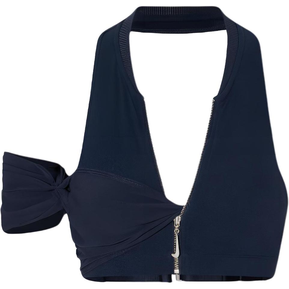 Nike X Jacquemus Co-Branded SS24 Solid Color Casual Halter Sports Bra Women Underwear Dark-Blue Black FJ3150-475