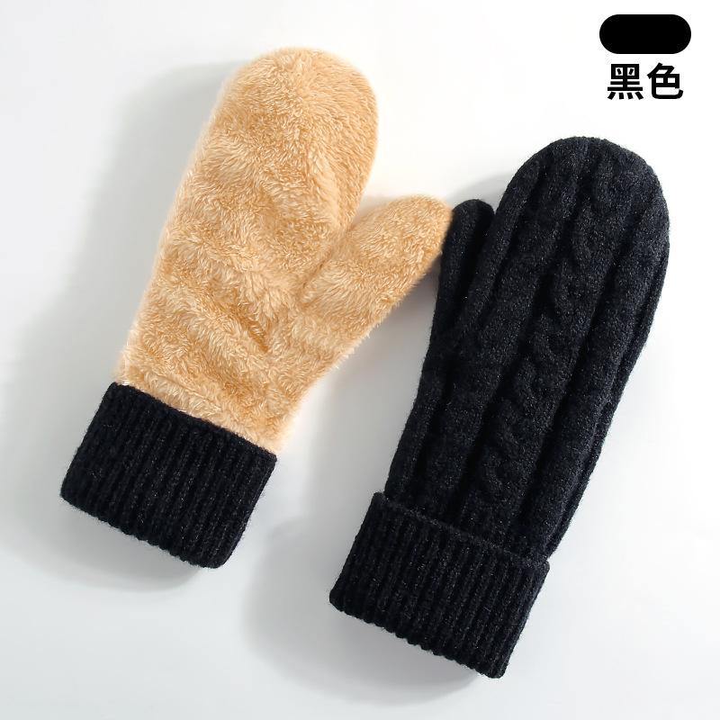New Winter Thermal Gloves Women's Fleece Thickened Mittens Cycling Skiing Wool, Bag Cover Knitted Gloves