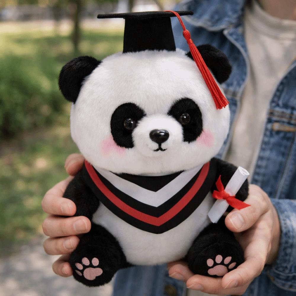 Soft Stuffed Animal Toy Cute Doctor Hat Panda Doll Plush Panda Ornaments Students Gift