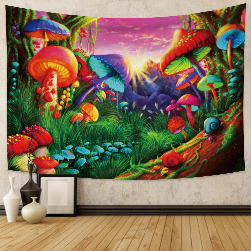 Fairy Tale Forest Tapestry Wall Hanging Fantasy Magic Mushroom Aesthetic For Kids Girls Bedroom Living Room Dorm Party Decor