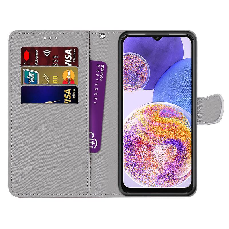 For iPhone 15 14 13 Pro Max Samsung S23 S24 S22 Ultra A24 A25 A35 A55 A52 Cute PU Leather Card Holder Beauty Flowers Flip Wallet Kickstand Phone Case