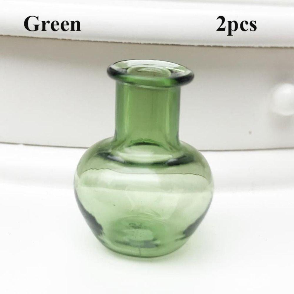2pcs 6 Colors 1:12 DIY Kitchen Ornament Mini Glass Vase Doll House Decora Dollhouse Miniatures Vase