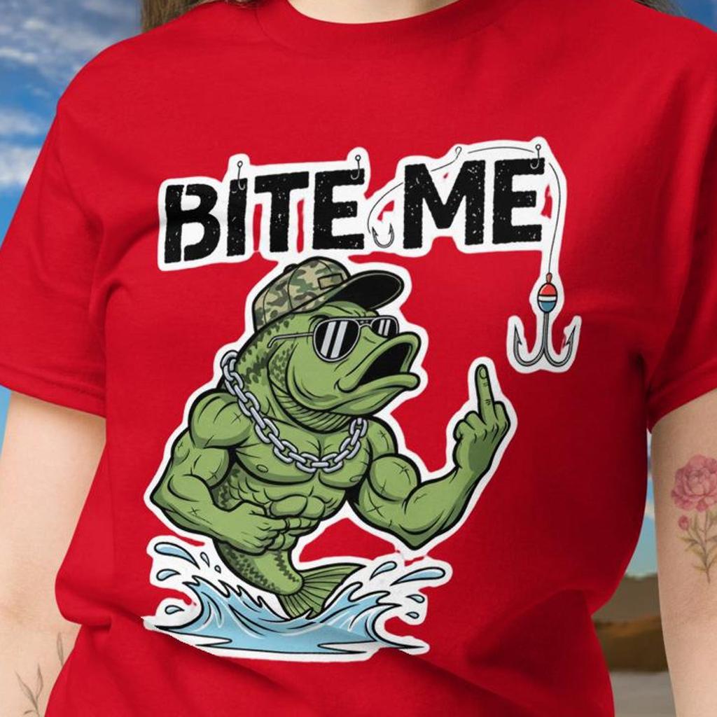 Bite Me! Rude but funny fishing t-shirt | Novelty Tshirt
