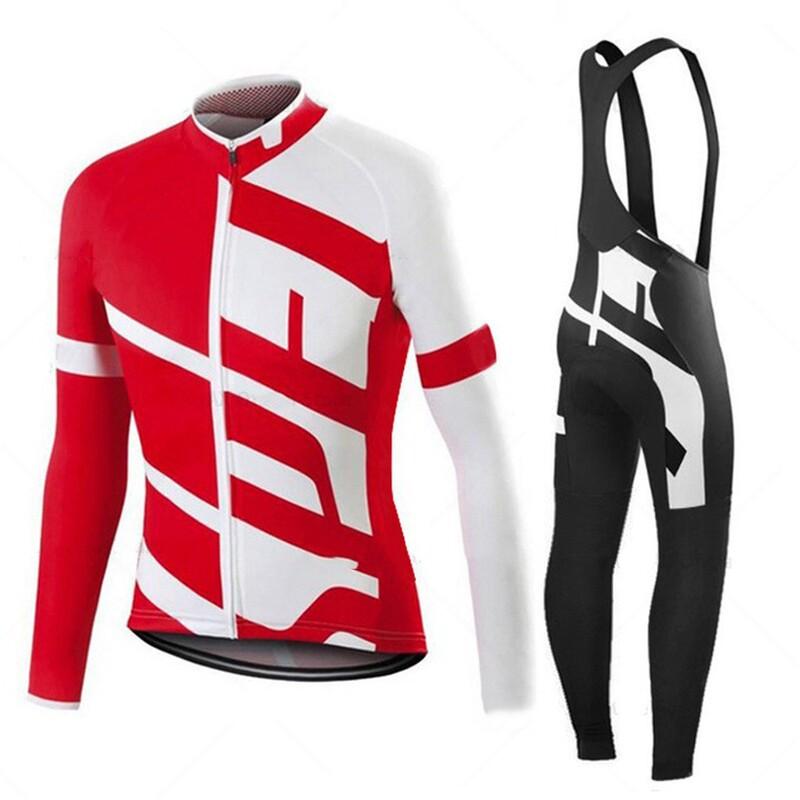 Mens Long Sleeve Cycling Jersey Bib Shorts Set Road Bike Racing Team Wear