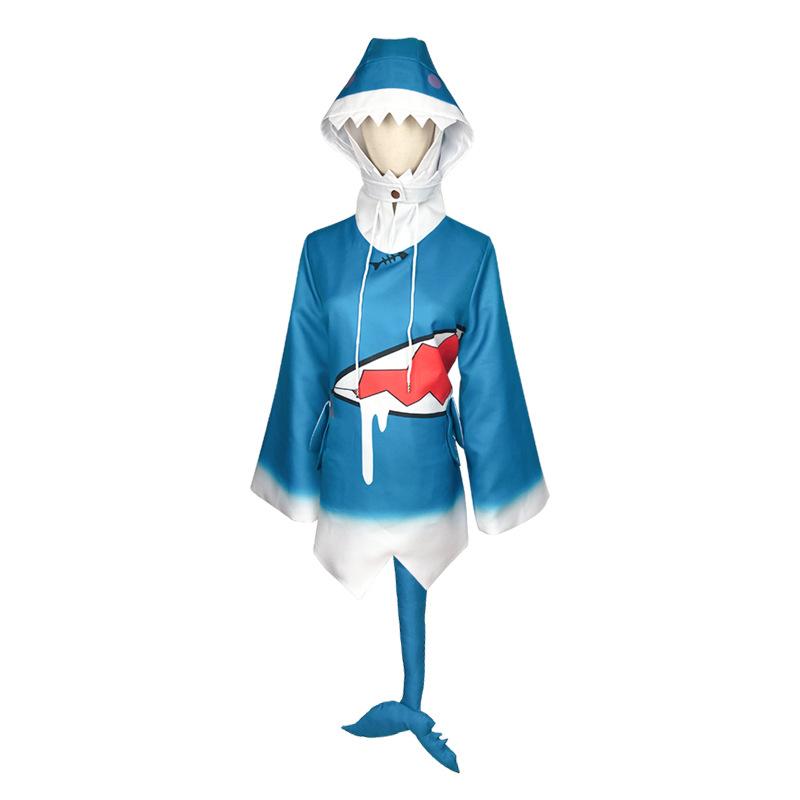 Аниме Hololive Gawr Gura Косплей ENG Акула Толстовка с хвостом Костюмы для маскировки Девушка Милая Акула Хэллоуин Вечеринка Полный комплект