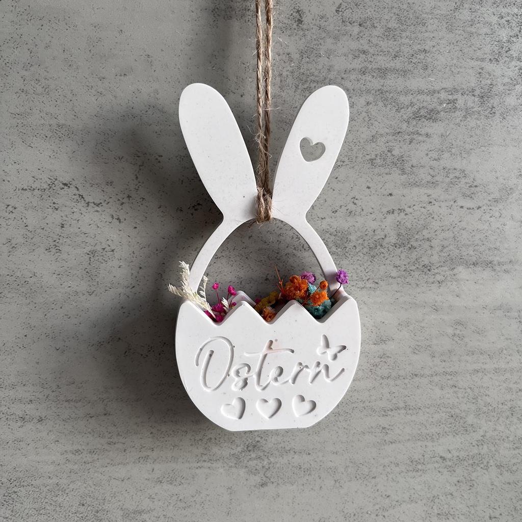 DIY Easter Rabbit Egg Flower Basket Silicone Mold Wall Pendant Plaster Drip Mold for Home Easter Party Decoration