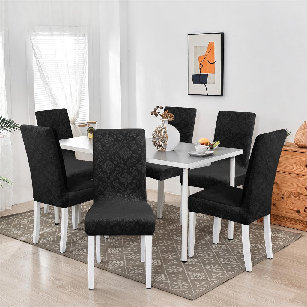 Chair Cover, Thick Embossed Velvet, Black