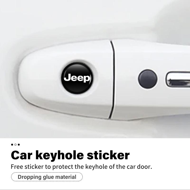 For Jeep Car Door Lock Keyhole Protective Cover Anti-blocking Stickers Cherokee Wrangler JK Gladiator Compass Renegade Patriot AKP1