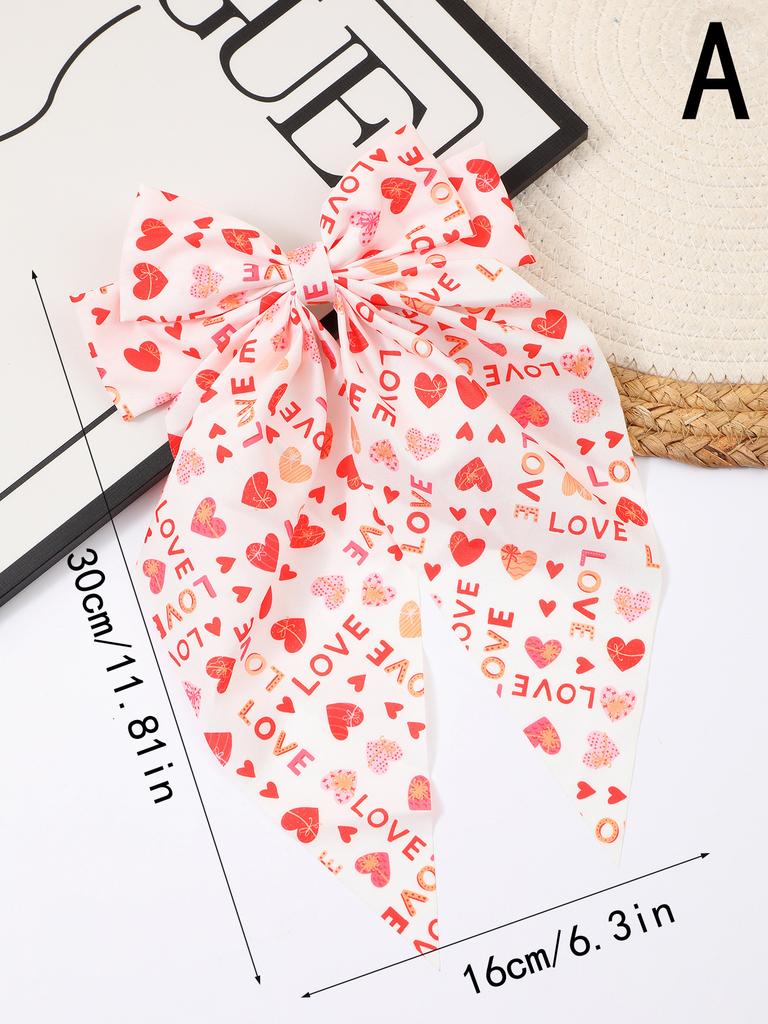 Valentine's Day Sweet Korean Women Bow Ribbon Hair Clip Spring Clip Double Layers Bowknot