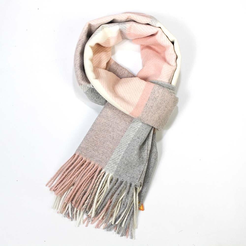 Wool Knitted Wool Scarf Polyester Long Neckscarf with Tassel Large Classic Plaid Scarf Men