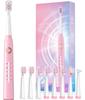 Электрическая зубная щетка Sonic с 8 щетками VPM 5 Sonic Toothbrush Quick Charge 4 хватает на 30 розовых головок, 40 000 режимов, часов, дней,