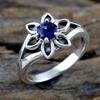 Flower Ring, Sapphire Silver Ring, 925 Sterling Silver Handmade Jewelry, Silver Ring, Gift For Her