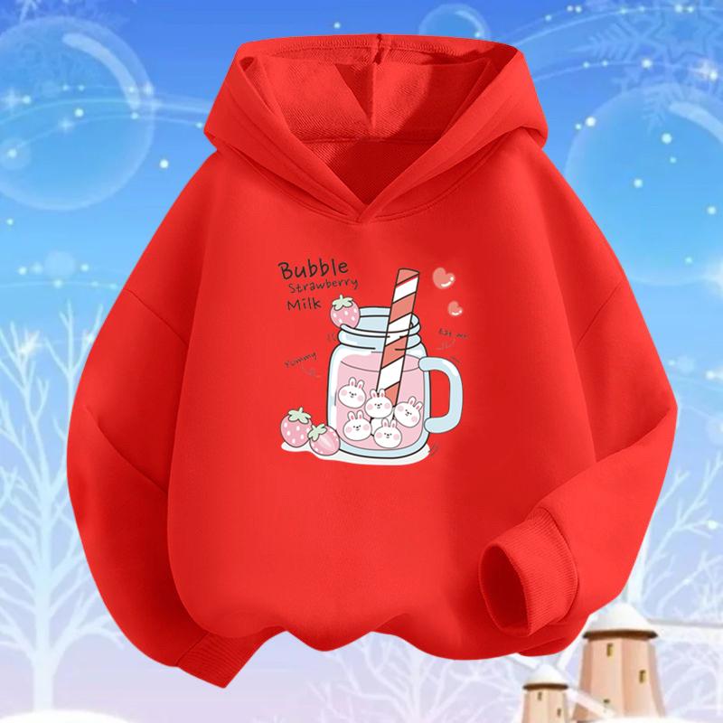 Каваи Персиковый Сок Узор Летний Напиток Принт Толстовки Девочки Толстовка с Капюшоном Мягкий Топ