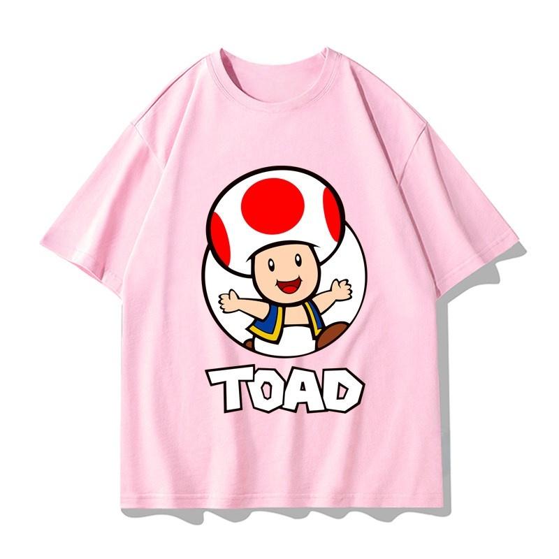 Super Mario Toad T-shirt Men and Women Summer Cotton Y2K Clothing Fashion Breathable Anime Fans Short Sleeve Tops Streetwear