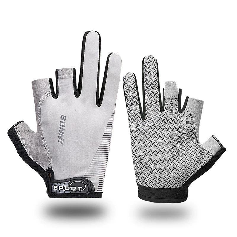 Унисекс Велосипедные и Рыболовные Силиконовые Перчатки без Пальцев – Нескользящие, Совместимые с Сенсорным Экраном, Защита от Солнца