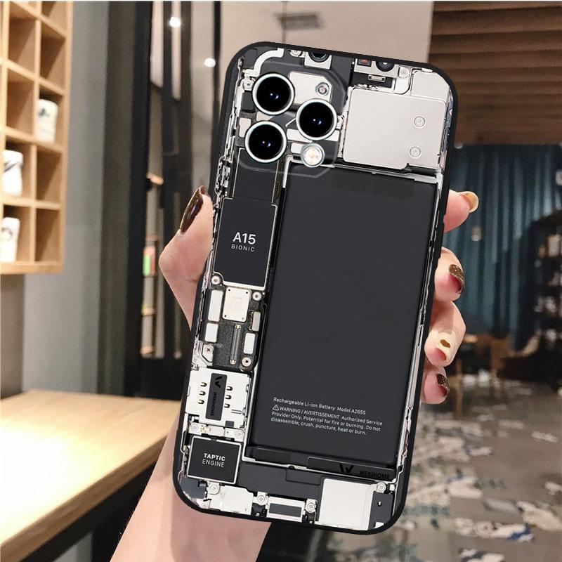 Чехол для телефона для iphone 14 13 12 11 Pro Max XS XR X 12mini 14 Plus SE, аккумулятор, материнская плата, чехол для мобильного телефона, принципиально