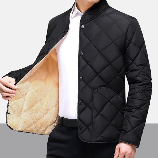 Мужское зимне-осеннее пальто с толстым плюшевым подкладом, воротник-стойка, защита шеи, теплый длинный рукав, чистый цвет, большой размер, мягкий однобортный кардиган с карманами