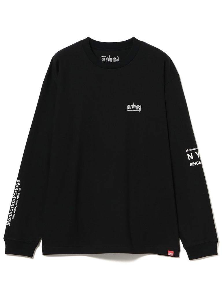 BEAMS LIFE STORE by BEAMS Manhattan Portage Long Sleeve Print T-Shirt, Men's, Black, Size L