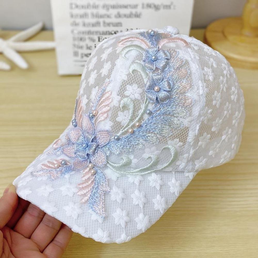 Summer Lace Baseball Cap Embroidered Flowers Sunscreen Hat New Rebound Cap For Women Girls