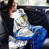1pc. Alice in Wonderland Inspired Blue and White Blanket, Perfect for Home, Office, or Outdoor Use, Ideal Gift for Book Lovers and Fans of Classic Lit